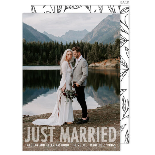 Vertical Just Married Photo Wedding Announcements